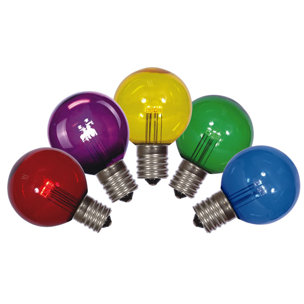 Vickerman G50 LED Multi-color Transparent Glass Bulb E17 Nickel Base.