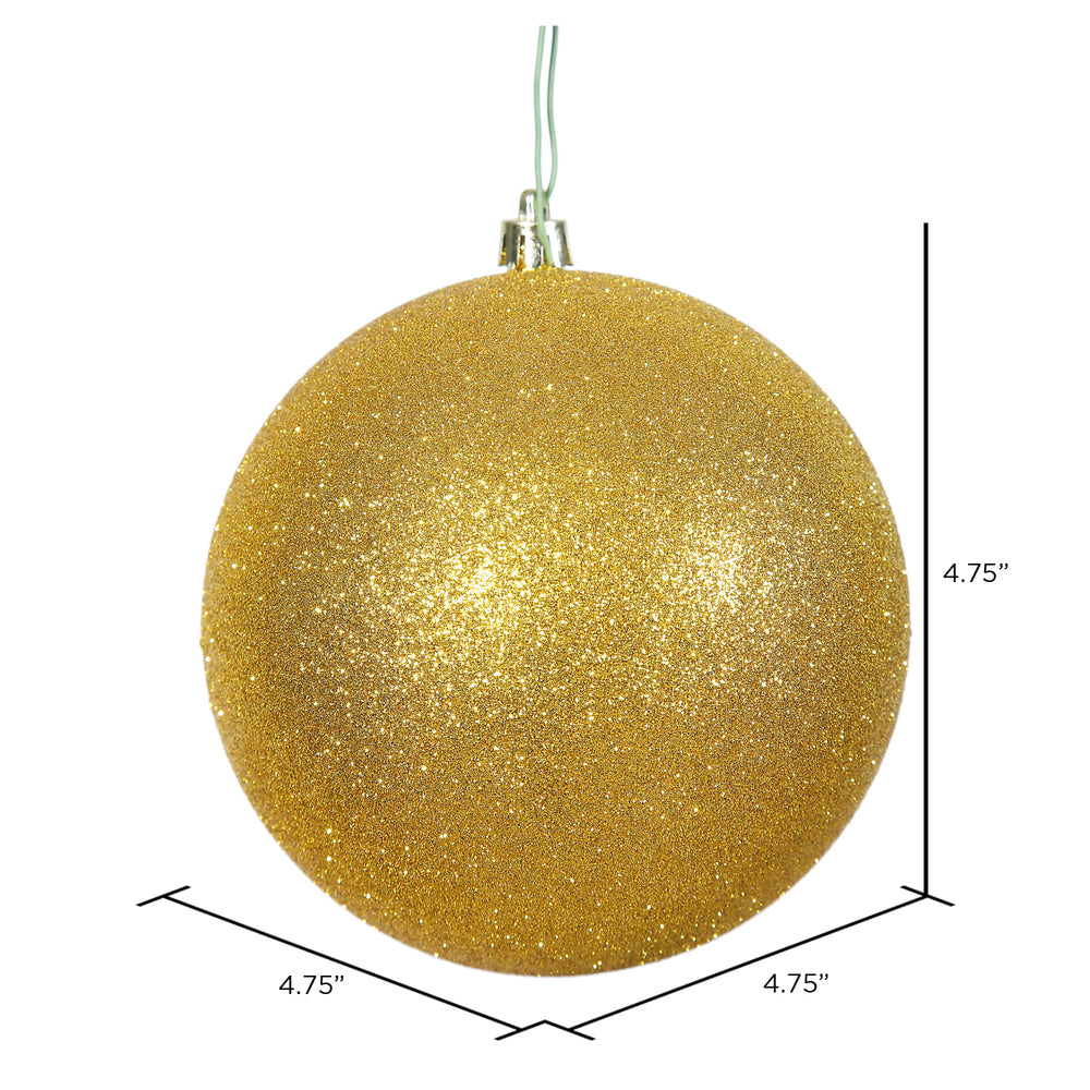 Vickerman 4.75" Gold Glitter Ball Ornament 4 per Bag