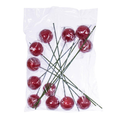 Vickerman 3" x 18" Red Pearl Ball Ornament Stick 12 per bag.