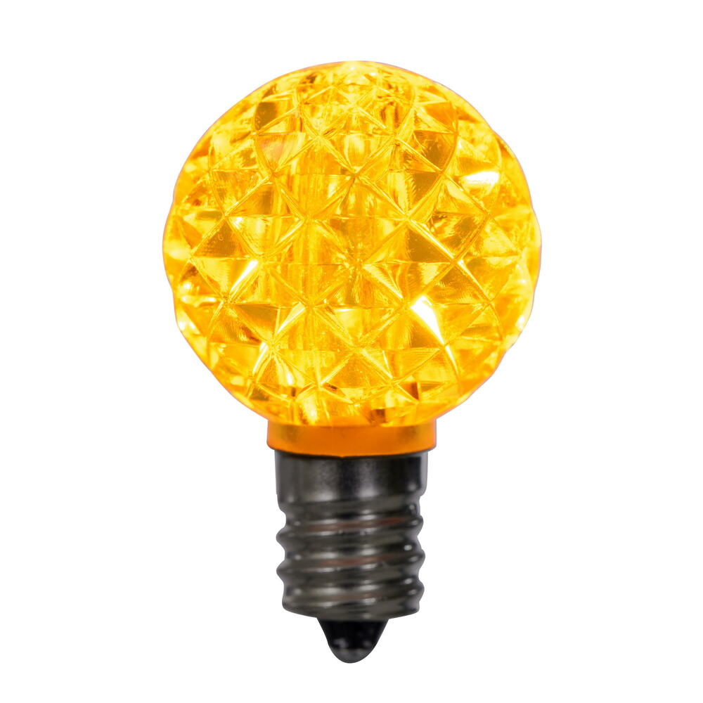 Vickerman G30 LED Yellow Bulb E12 Nickel Base 120V .6 Watts package of 25