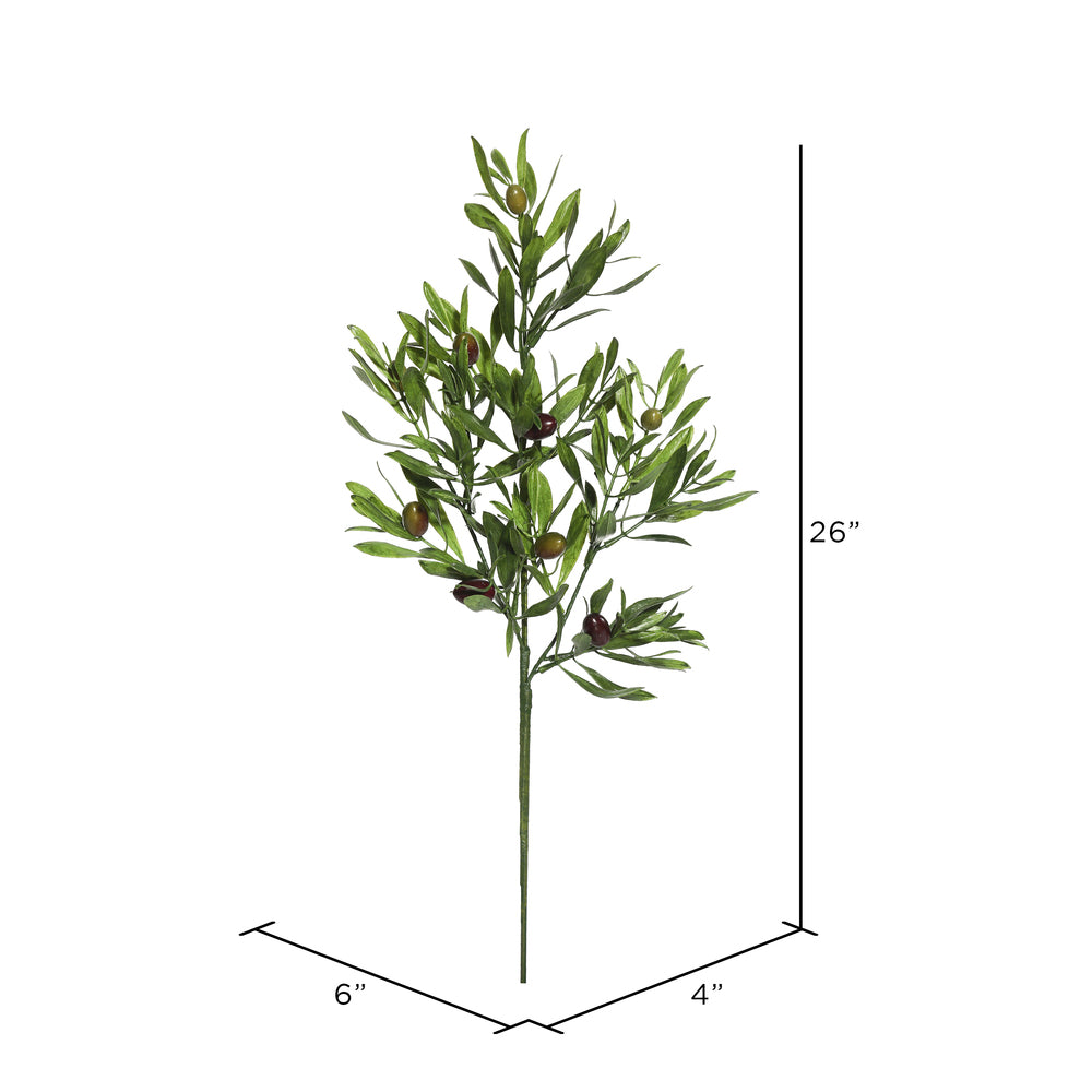 Vickerman 26" Artificial Green Olive Leaf Spray. Includes 3 sprays per pack.