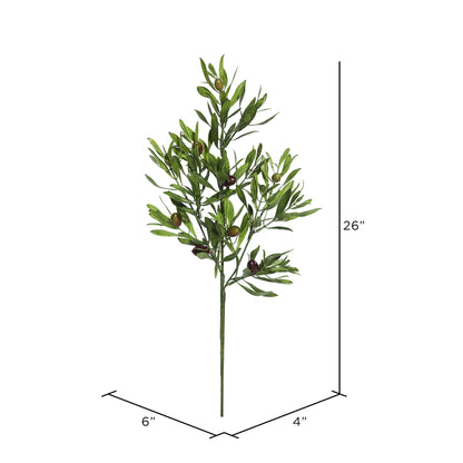 Vickerman 26" Artificial Green Olive Leaf Spray. Includes 3 sprays per pack.