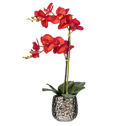 Vickerman 20.5" Artificial Potted Real Touch Red Phalaenopsis Spray.