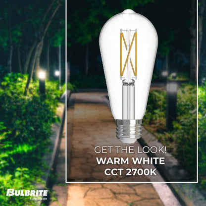 Bulbrite Pack of (8) 7 Watt Dimmable Clear ST18 LED Light Bulbs with Medium (E26) Base, 2700K Warm White Light, 800 Lumens