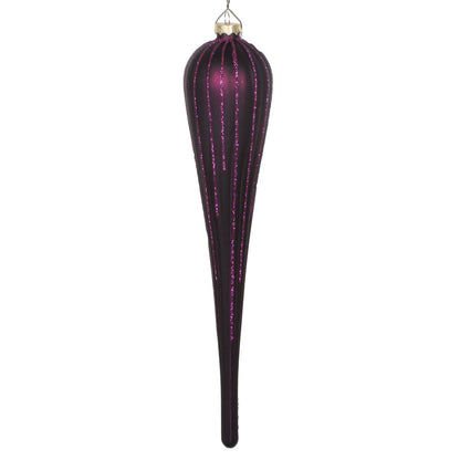 Vickerman 11" Plum Matte Glitter Drop Christmas Ornament Set of 3