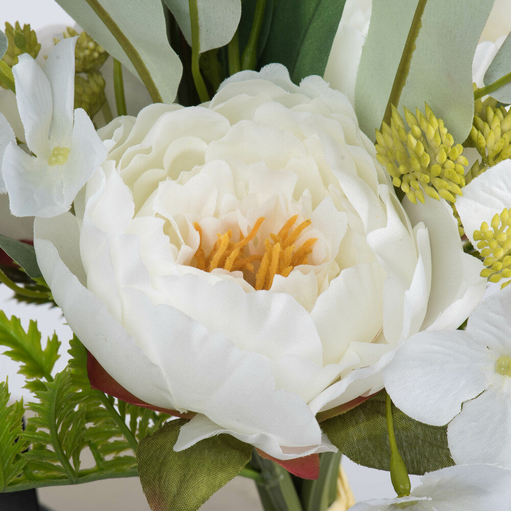 Vickerman 14'' Artificial White Peony Bouquet Pack of 2