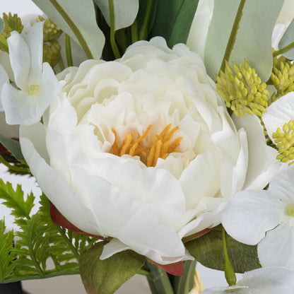 Vickerman 14'' Artificial White Peony Bouquet Pack of 2