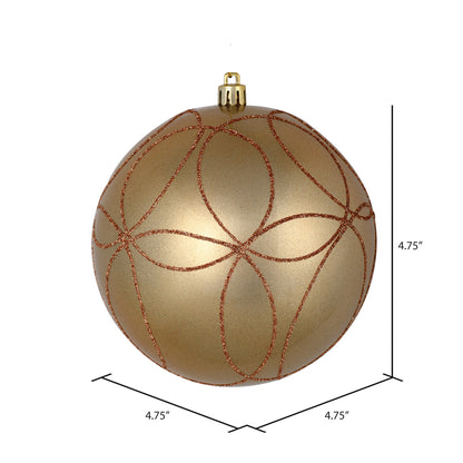 Vickerman 4.75" Café Latte Candy Ornament with Circle Glitter Pattern 4 per Bag