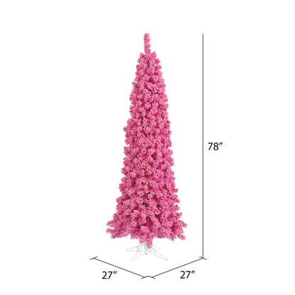 Vickerman 6.5' Flocked Pink Pencil Fir Artificial Christmas Tree Unlit