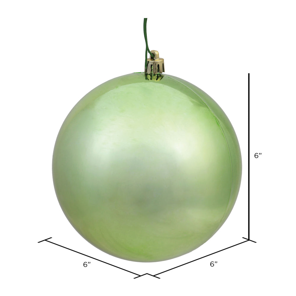 Vickerman 6" Celadon Shiny Ball Ornament 4 per Bag