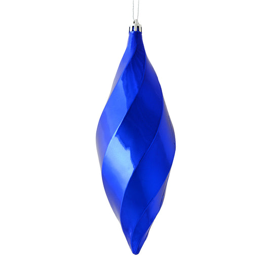 Vickerman 8" Cobalt Blue Shiny Swirl Finial Ornament Pack of 6