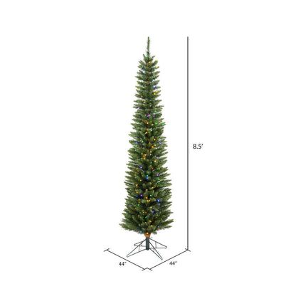 Vickerman 8.5' Durham Pole Pine Artificial Christmas Tree Multi-Colored LED Dura-lit Lights