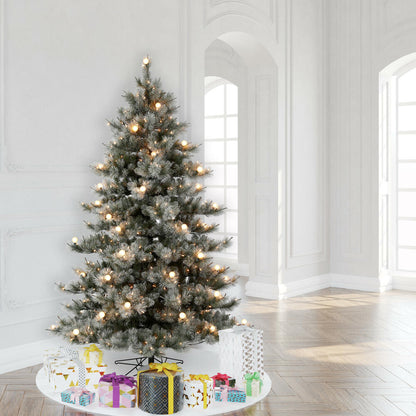 Vickerman 7.5' x 59" Flocked Cayce Pine Artificial Christmas Tree Warm White LED Lights