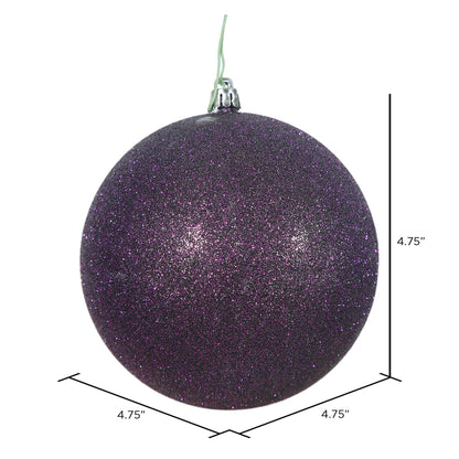 Vickerman 4.75" Plum Glitter Ball Ornament 4 per Bag