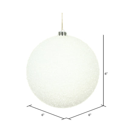 Vickerman 6" White Tinsel Ball Ornament 2 per Bag
