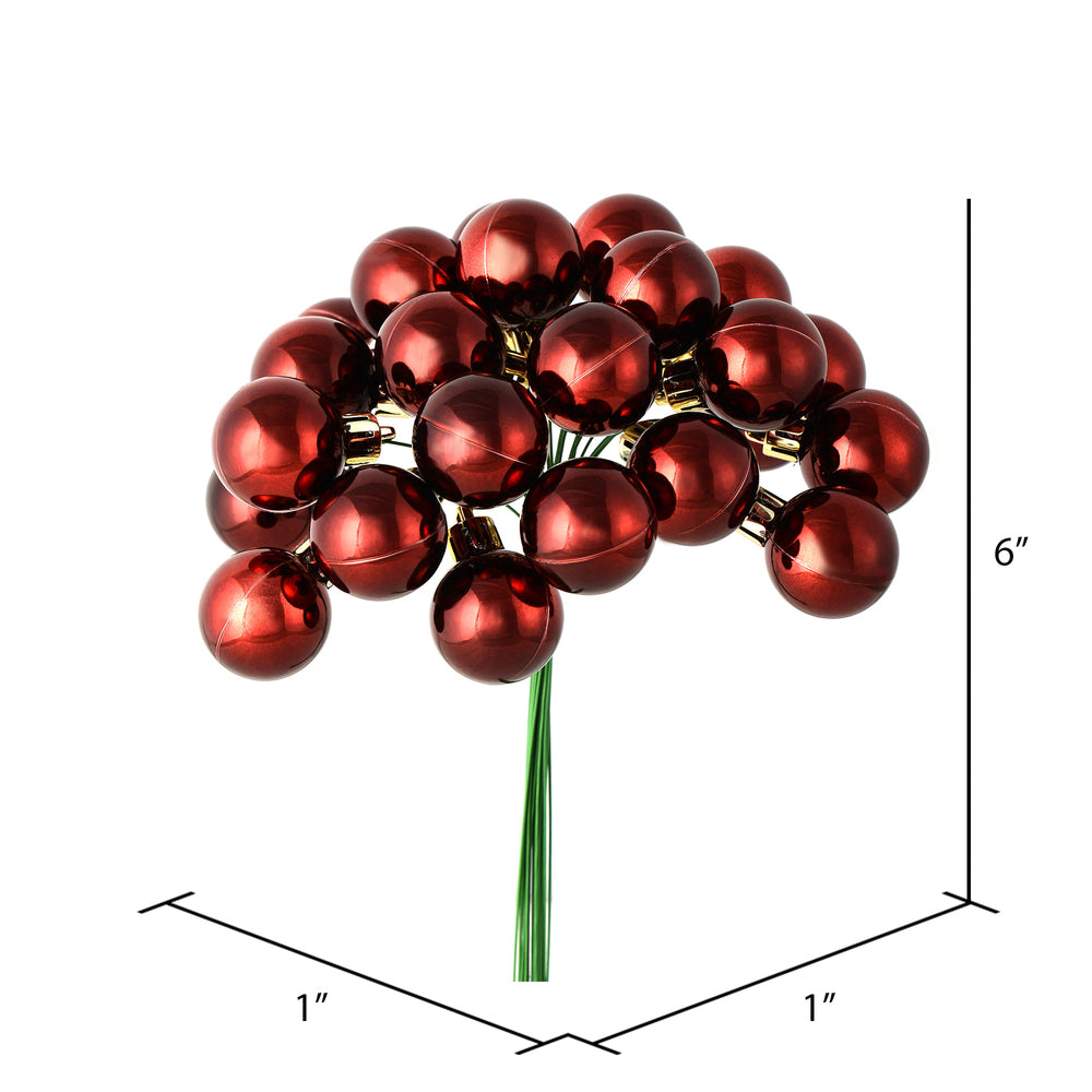 Vickerman 6" Burgundy Shiny Ball Ornament Christmas Pick Pack of 2