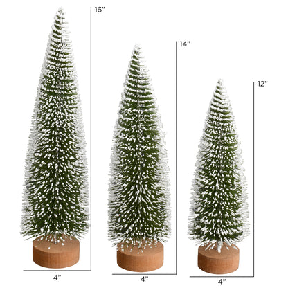 Vickerman 12"-14"-16" Frosted Green Oval Pine Artificial Christmas Tree Set of 3