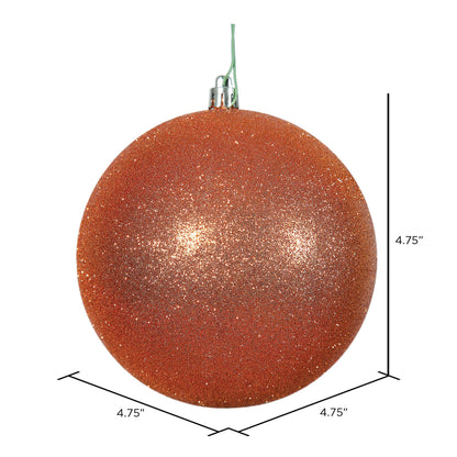 Vickerman 4.75" Burnished Orange Glitter Ball Ornament 4 per Bag