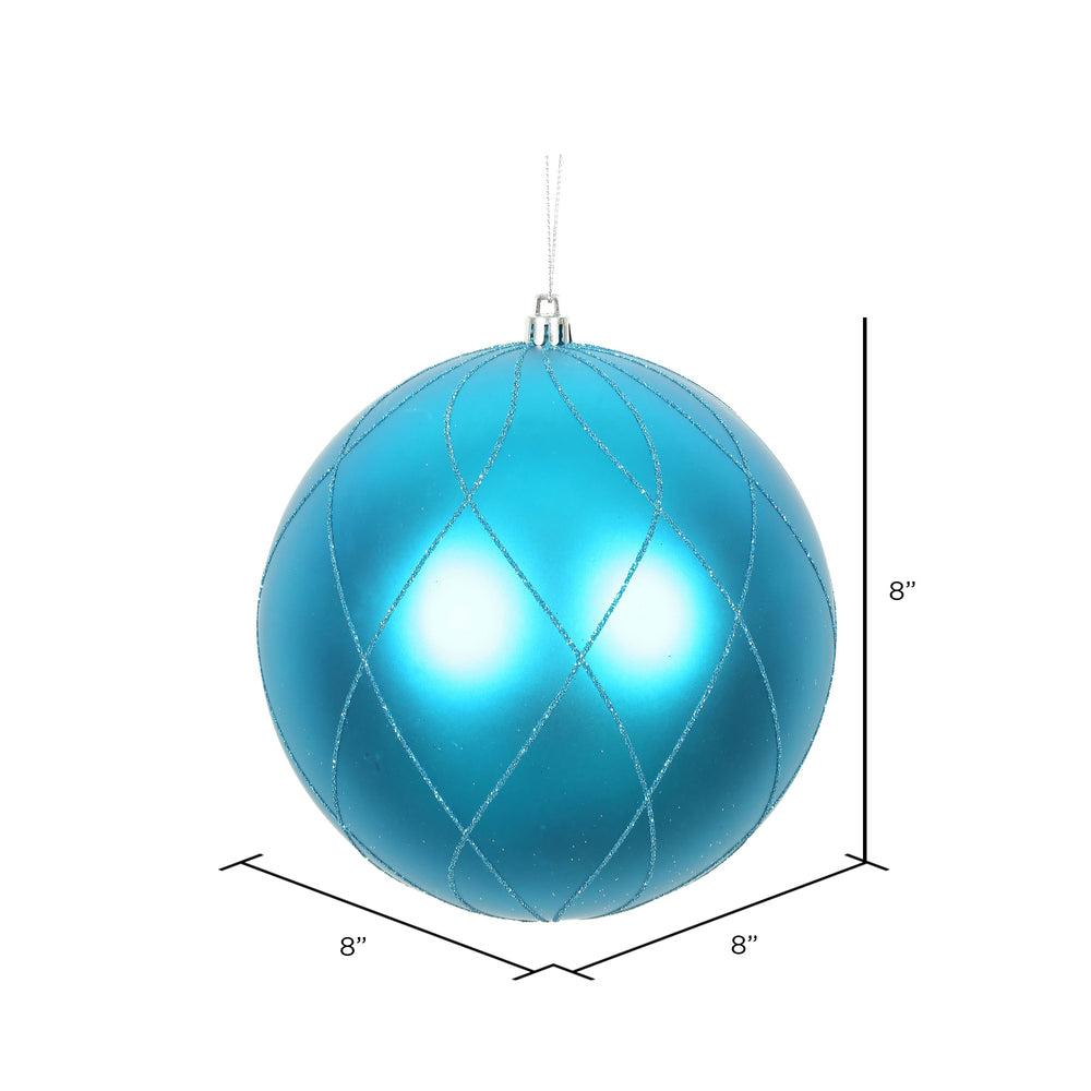 Vickerman 8" Turquoise Matte and Glitter Swirl Ball Ornament
