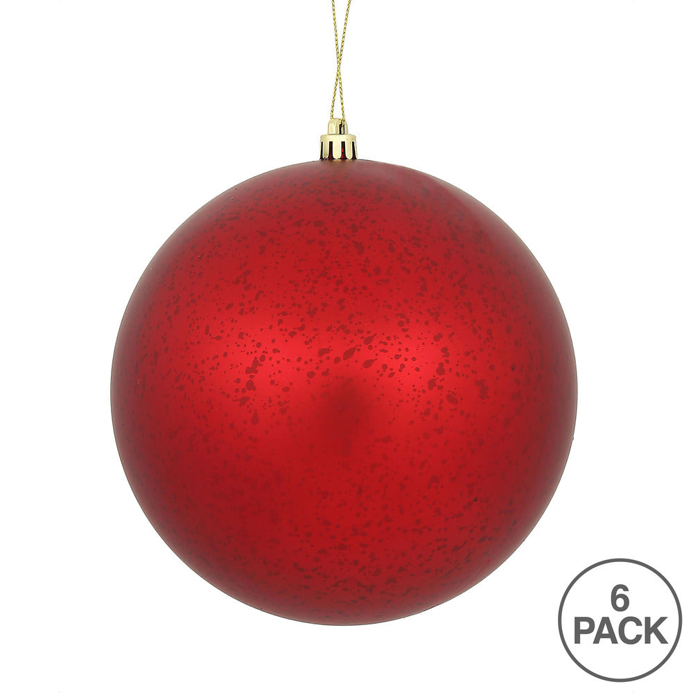 Vickerman 4" Red Matte Mercury Ball Ornament 6 per Bag.