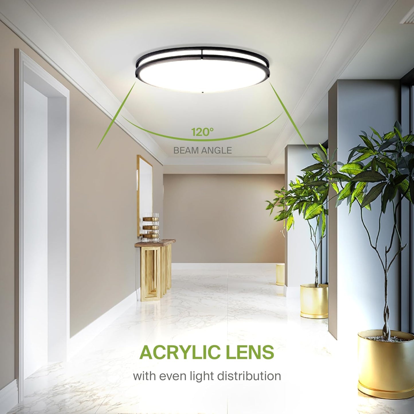 ASD Lighting LED Oval Double Ring Flushmount 32" 45W 120-277V Dimmable CCT Selectable 3000/4000/5000K Black ETL Energy Star