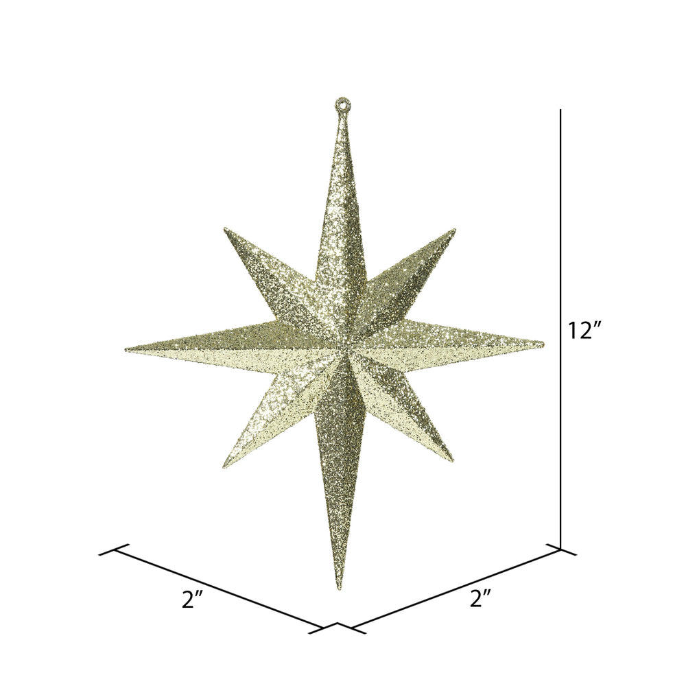 Vickerman 12" Gold Iridescent Glitter Bethlehem Star Christmas Ornament 2 per Box