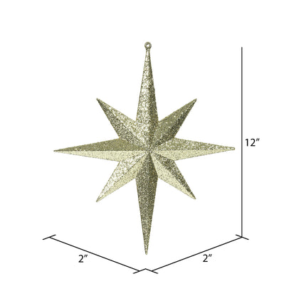 Vickerman 12" Gold Iridescent Glitter Bethlehem Star Christmas Ornament 2 per Box