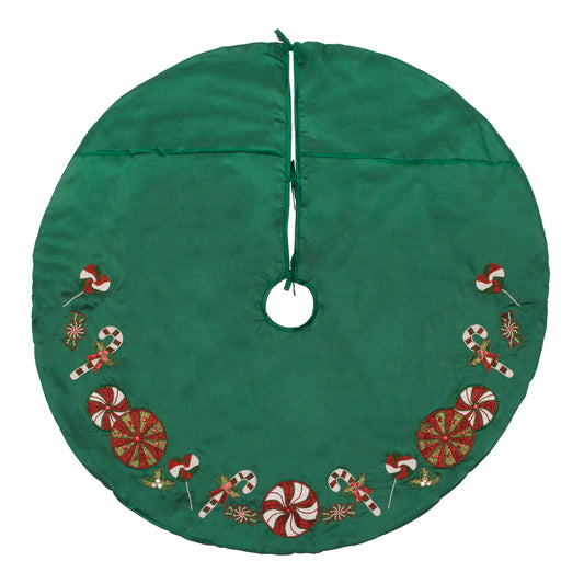 Vickerman 52" Green Beaded Candy Cane Christmas Tree skirt