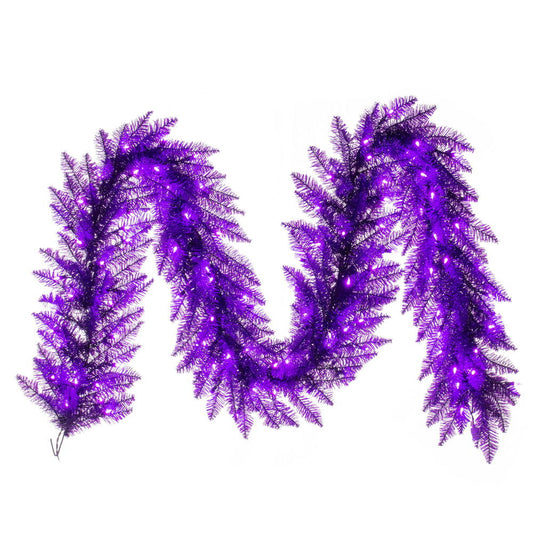 Vickerman 9' Purple Artificial Christmas Garland Purple Dura-Lit LED lights.
