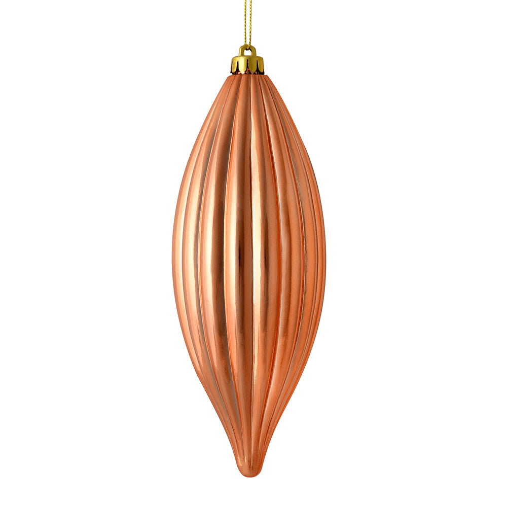 Vickerman 8" Rose Gold Shiny Line Finial Ornament Pack of 4