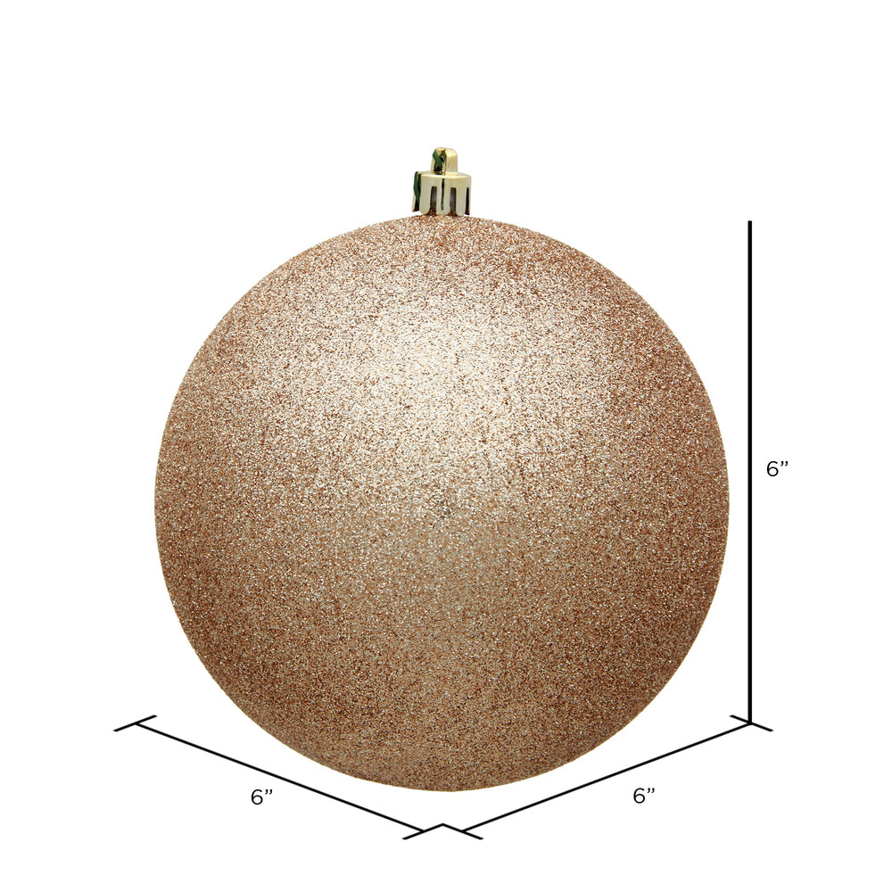 Vickerman 6" Café Latte Glitter Ball Ornament 4 per Bag