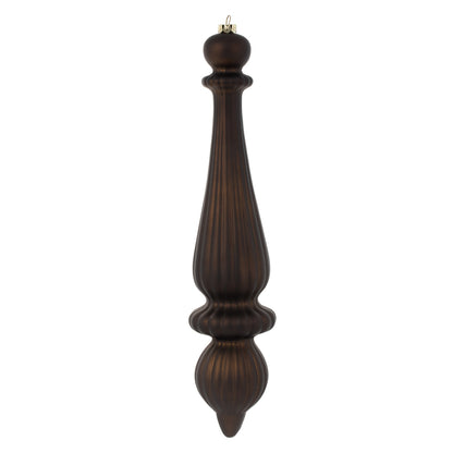 Vickerman 14" Chocolate Matte Finial Drop Christmas Ornament UV Treated with Drilled and Wired Cap 2 per bag