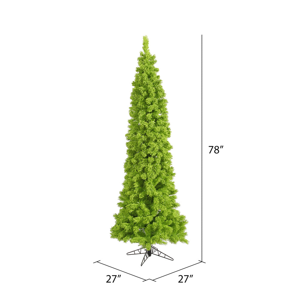 Vickerman 6.5' Flocked Lime Pencil Fir Artificial Christmas Tree Unlit