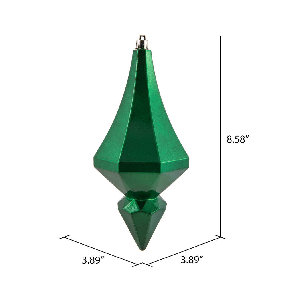 Vickerman 8" Green Candy Finish Diamond Finial Ornament Pack of 2