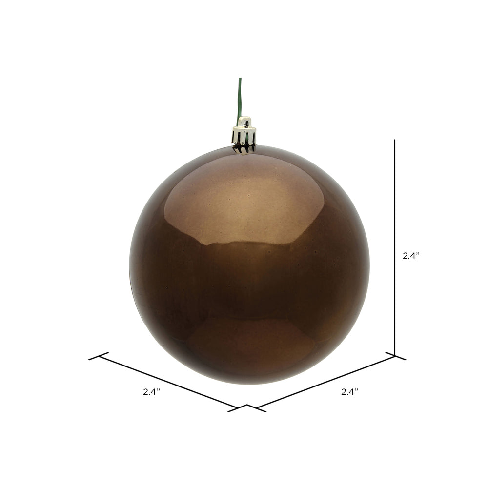 Vickerman 2.4" Chocolate Shiny Ball Ornament 24 per Bag