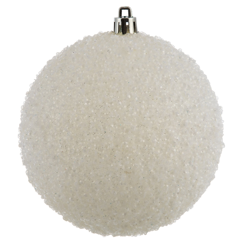 Vickerman 4" White Beaded Ball Ornament 6 per Bag
