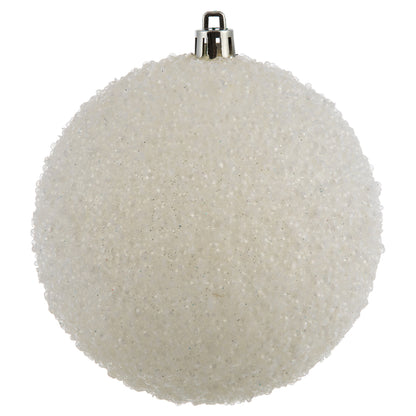 Vickerman 4" White Beaded Ball Ornament 6 per Bag