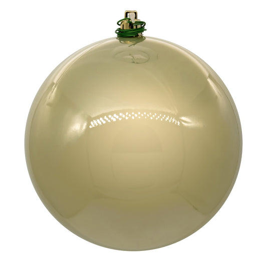 Vickerman 4" Champagne Pearl UV Drilled Ball Ornament 6 per bag.