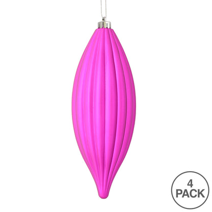 Vickerman 8" Fuchsia Matte Line Finial Ornament Pack of 4