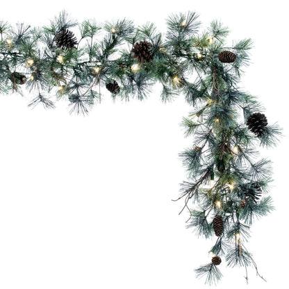 Vickerman 9' Dakota Artificial Christmas Garland Warm White Dura-lit LED Mini Lights