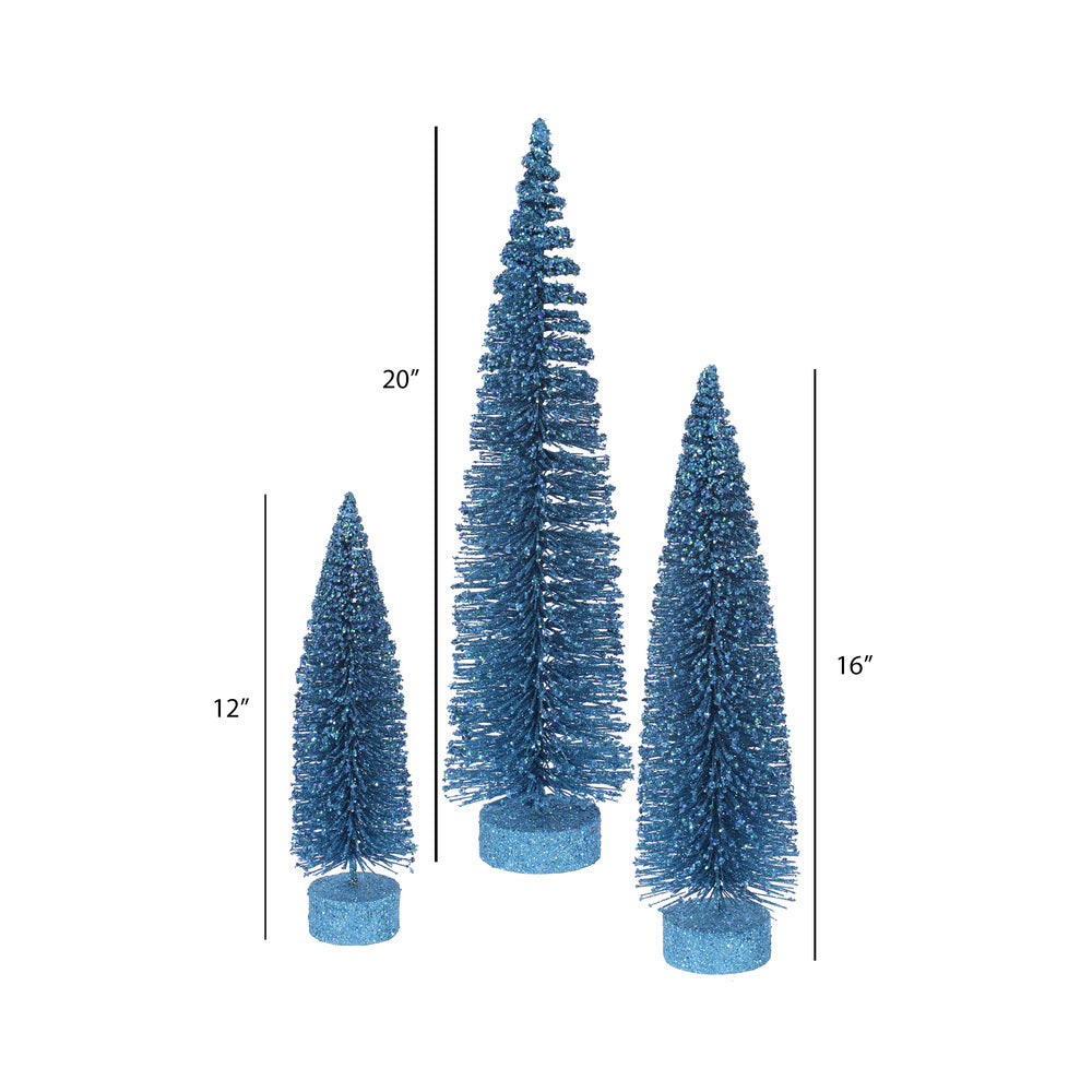 Vickerman 12"/16"/20" Turquoise Glitter Oval Artificial Christmas Tree Unlit