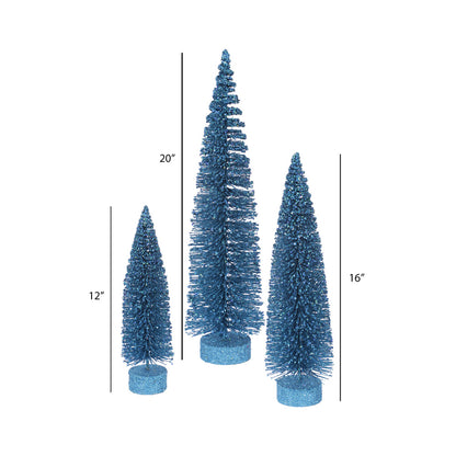 Vickerman 12"/16"/20" Turquoise Glitter Oval Artificial Christmas Tree Unlit