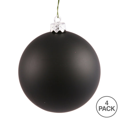 Vickerman 4.75" Black Matte Ball Ornament 4 per Bag