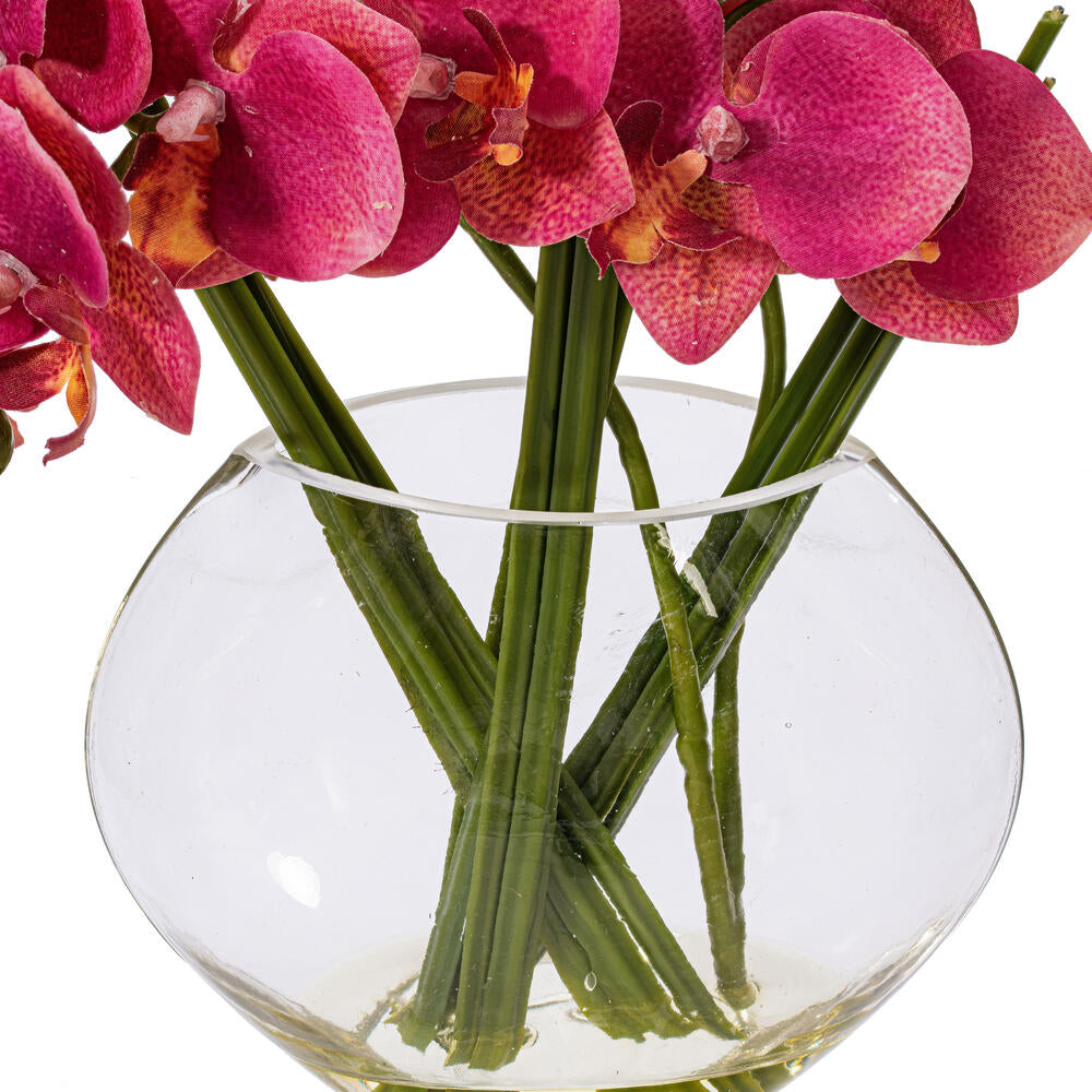 Vickerman 9.8" Artificial Pink Butterfly Orchid In Glass Pot.