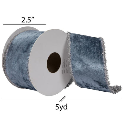 Vickerman 2.5" x 5 Yards Turquoise Viscose Velvet Double Fused Ribbon.