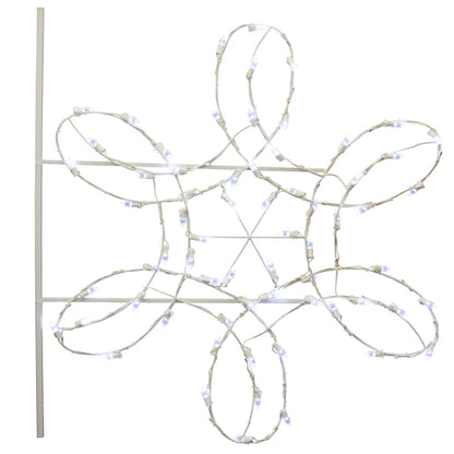 Vickerman 4 .5' Double Spiral Snowflake Commercial Pole Decoration With 66 Pure White LED Lights.