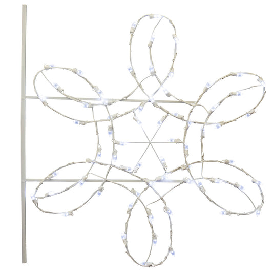 Vickerman 4 .5' Double Spiral Snowflake Commercial Pole Decoration With 66 Pure White LED Lights.