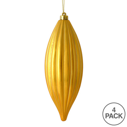 Vickerman 8" Honey Gold Shiny Line Finial Ornament Pack of 4