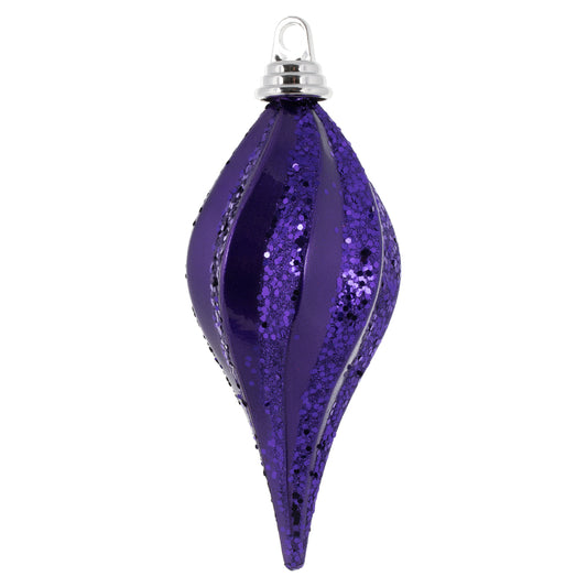 Vickerman 8'' Plum Glitter Swirl Drop Christmas Ornament