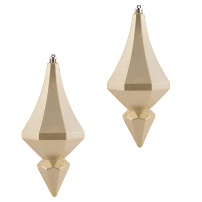 Vickerman 8" Champagne Candy Finish Diamond Finial Ornament Pack of 2